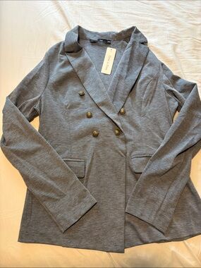Doe & Rae Heather Gray Double-Breasted Blazer